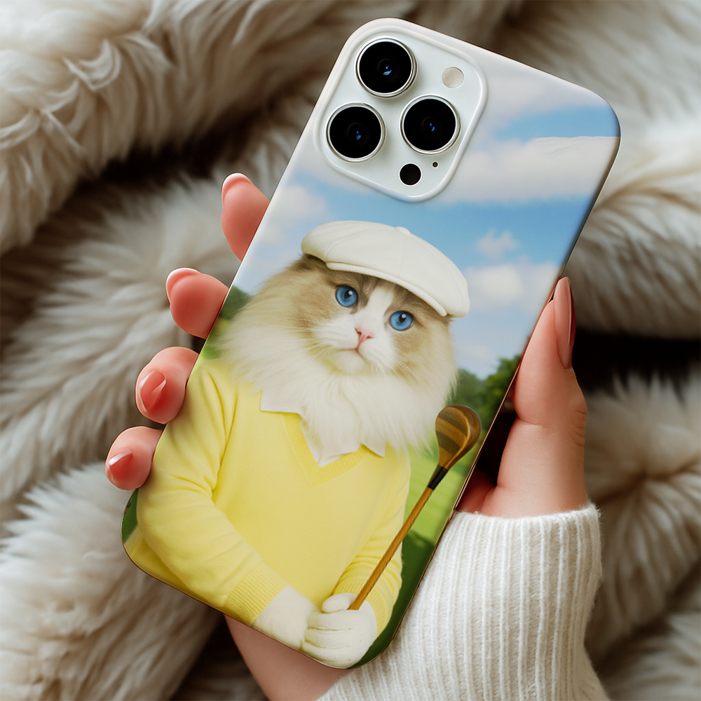 Custom Photo Golfer Cat Phone Case Gift For Cat Lovers