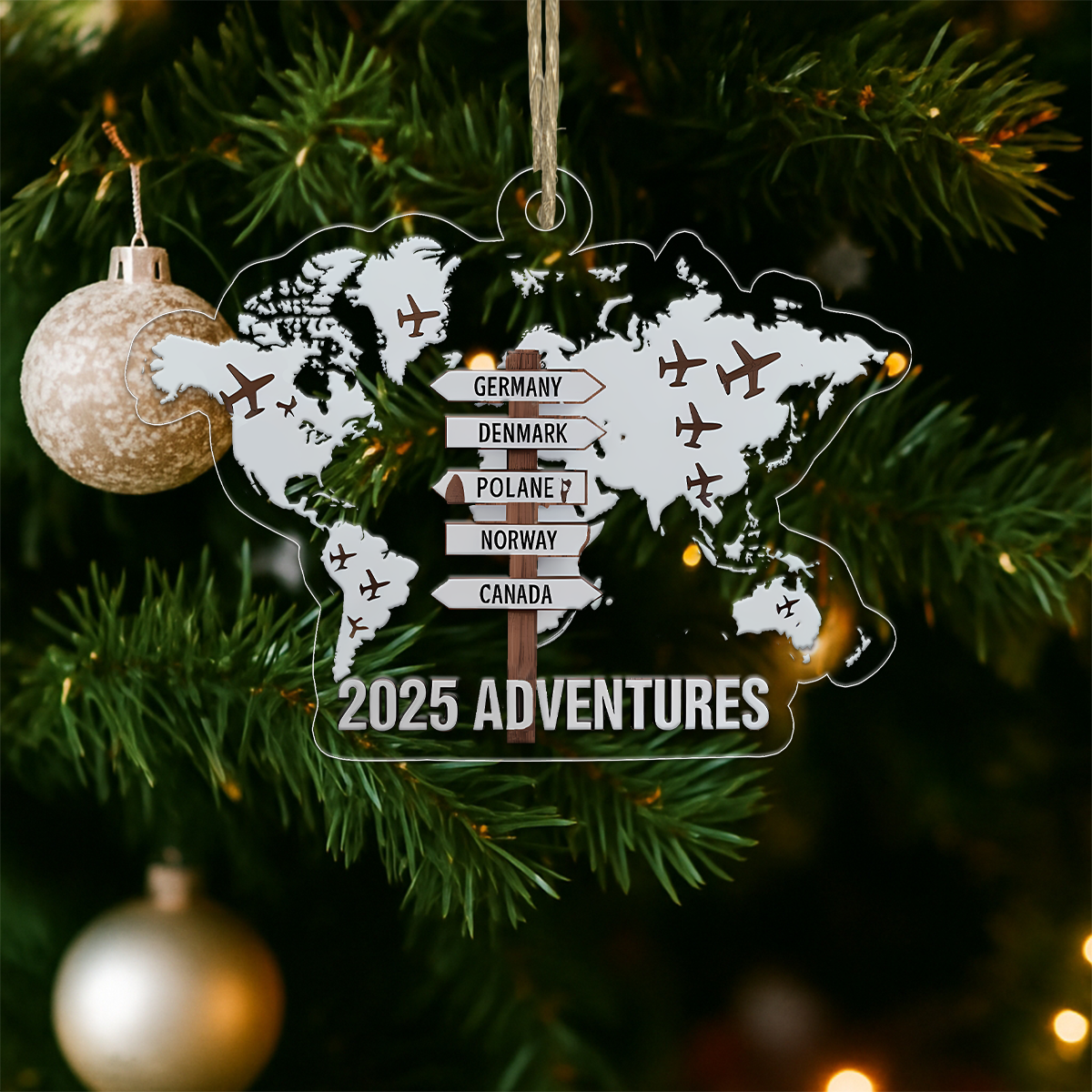 Personalized Travel Adventure Ornament Acrylic Ornament Christmas Gift