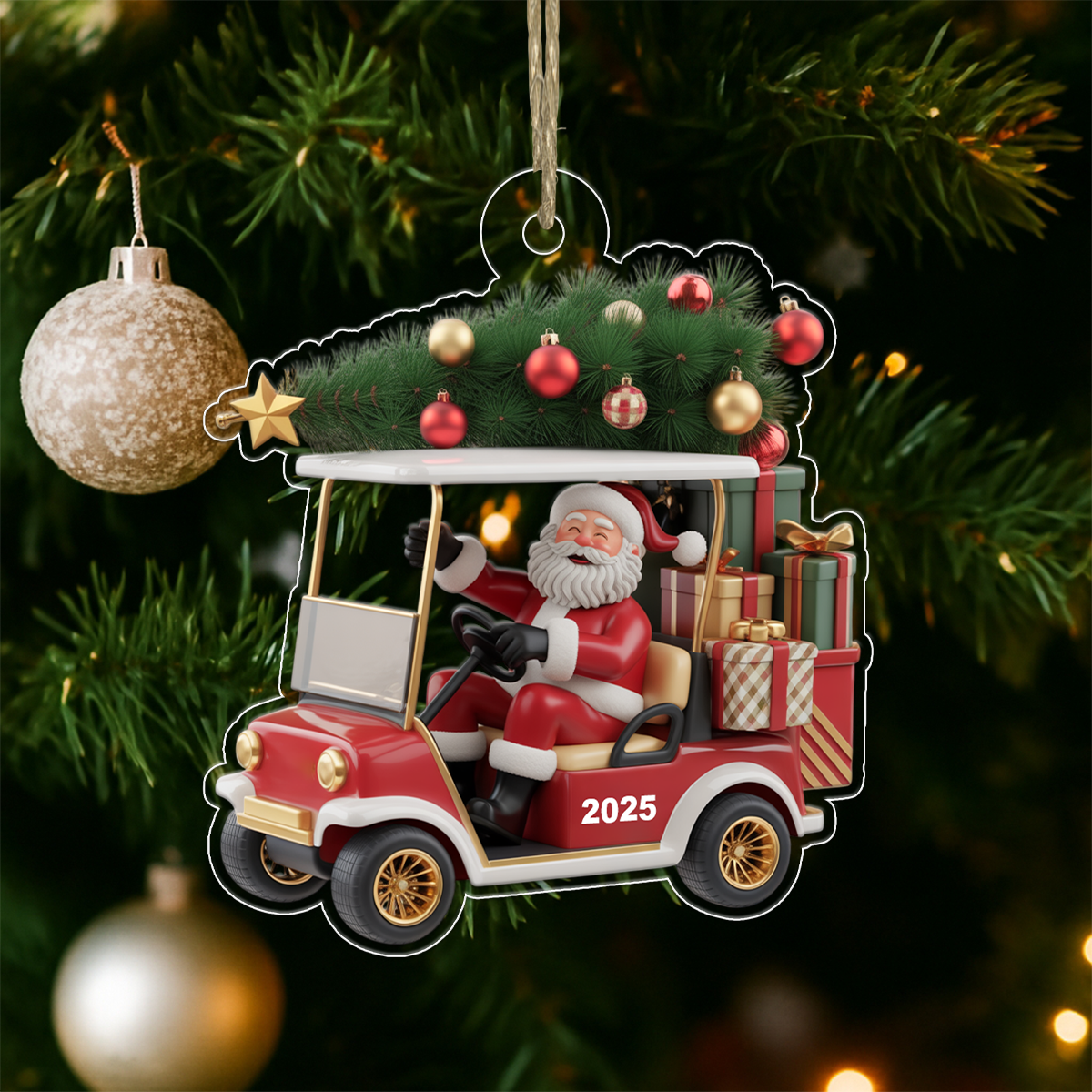 Custom Name Golf Cart For Golf Team Acrylic Ornament Christmas Gift