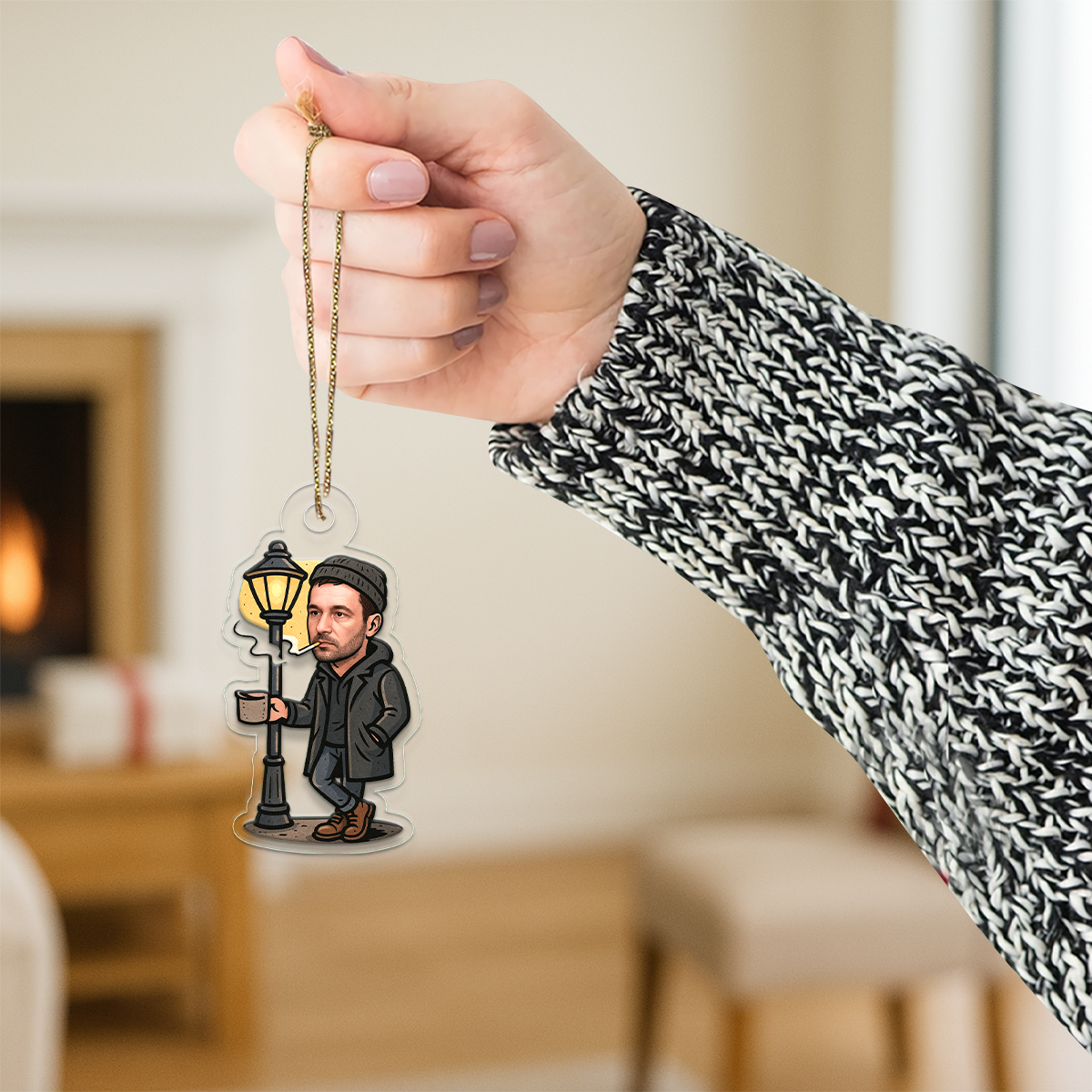 Custom Photo Smoking on the Sidewalk Ornament, Personalized Funny Christmas Ornament, Adult Humor Gag Gift, Unique Xmas Keepsake