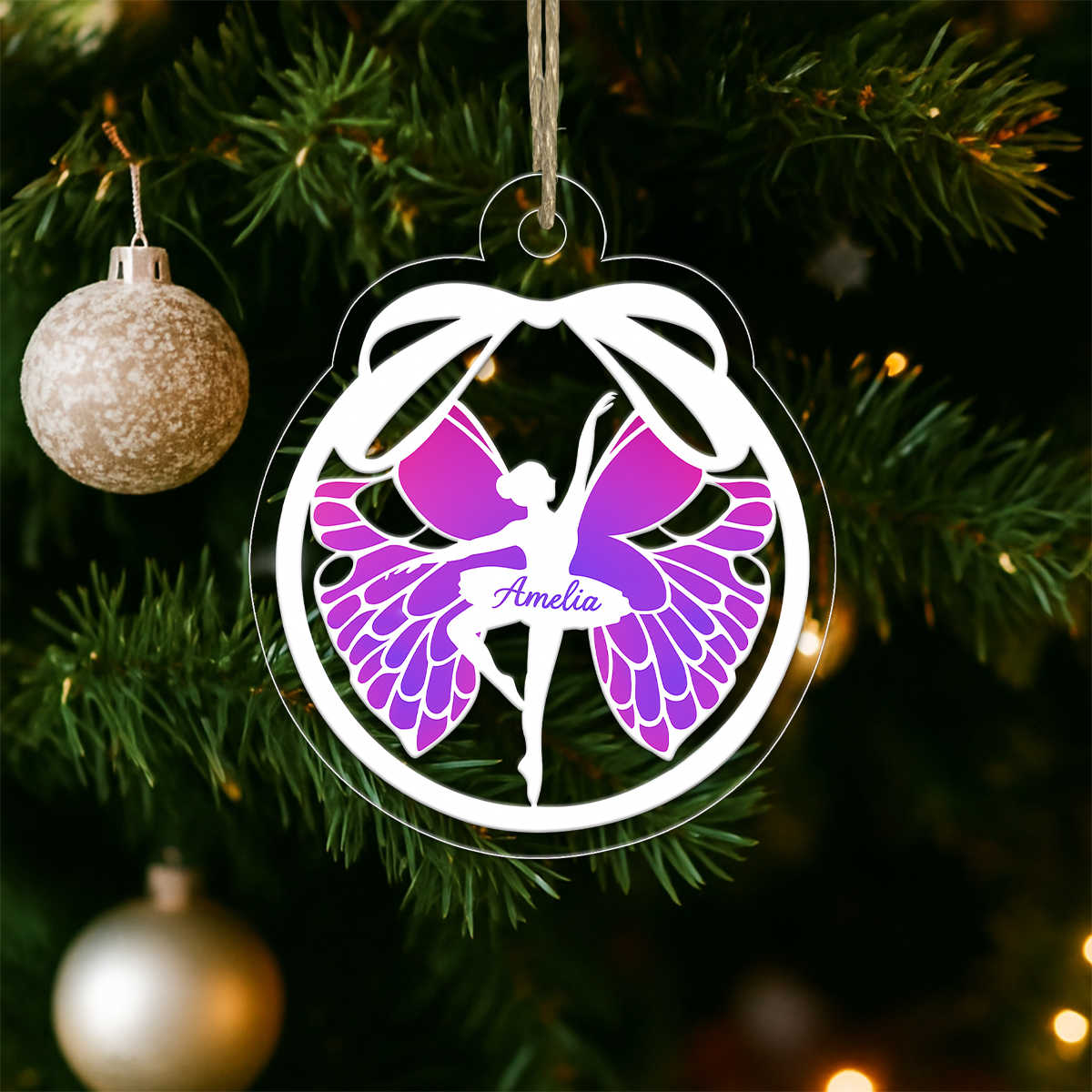 Custom Name Ballet Girl Xmas Acrylic Ornament Christmas Gift