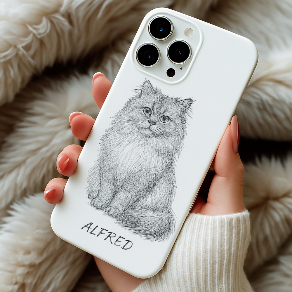 Custom Photo Cat Pencil Art