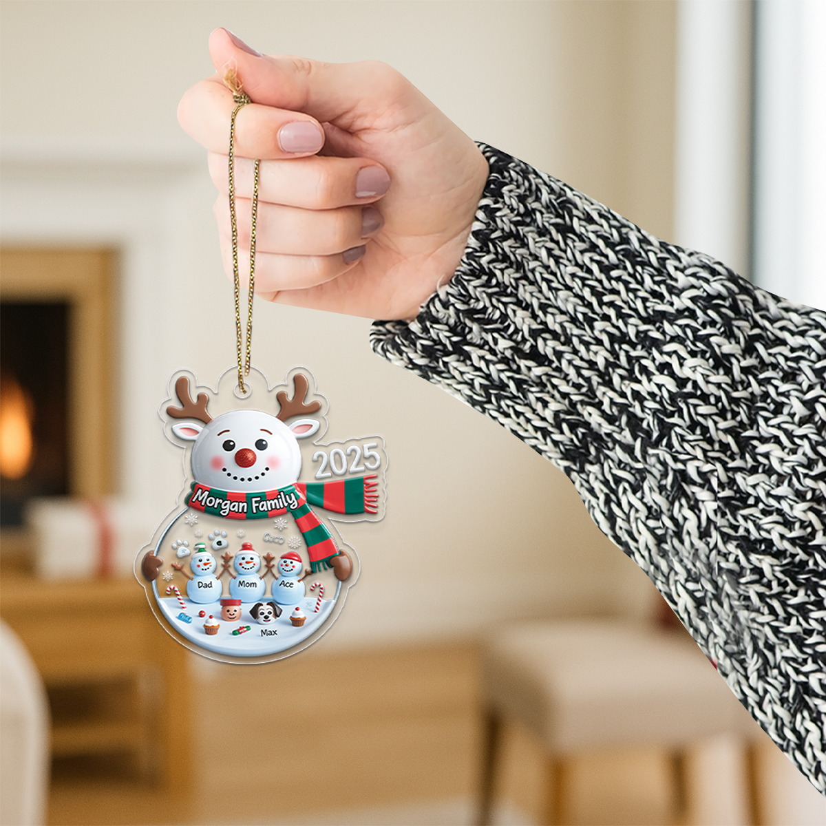 Personalized Snowman Family Ornament 2025