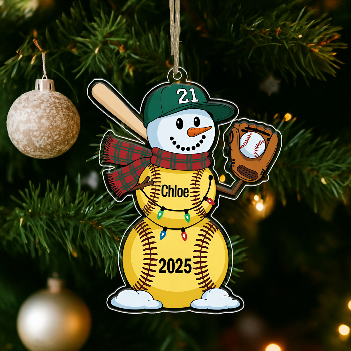 Personalized Softball Ornament Custom Softball Acrylic Ornament Christmas Gift