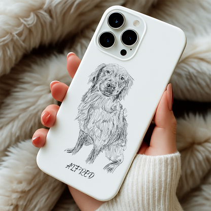 Custom Photo Pencil Sketch Dog Phone Case Gift For Dog Lovers