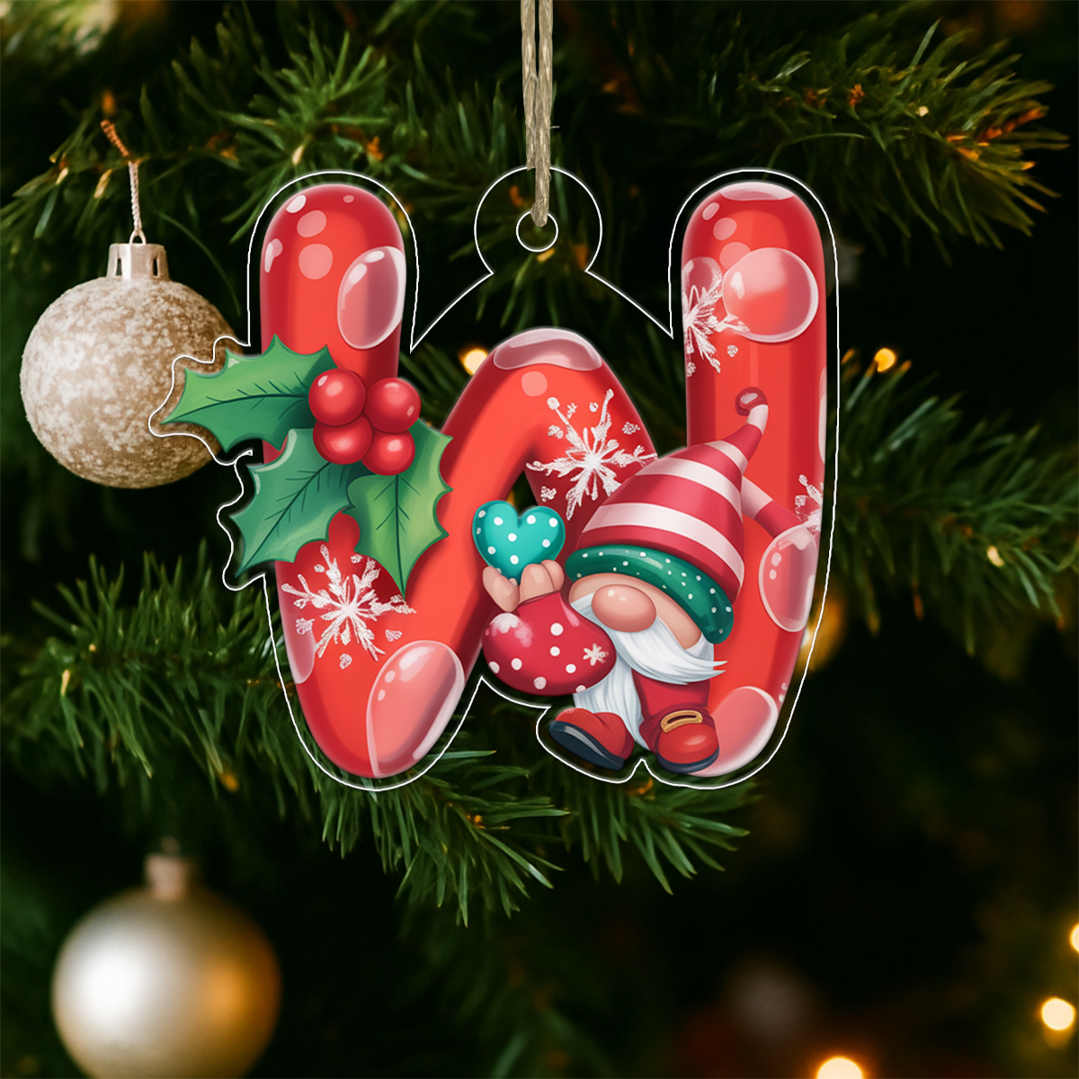 Christmas Initial Letter W Acrylic Ornament Christmas Gift
