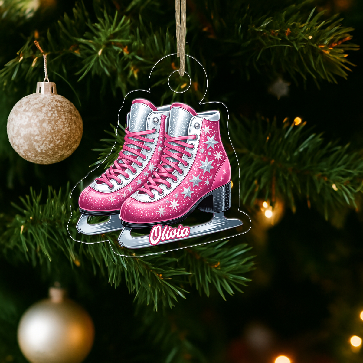 Custom Name Pink Ice Skating For Girl