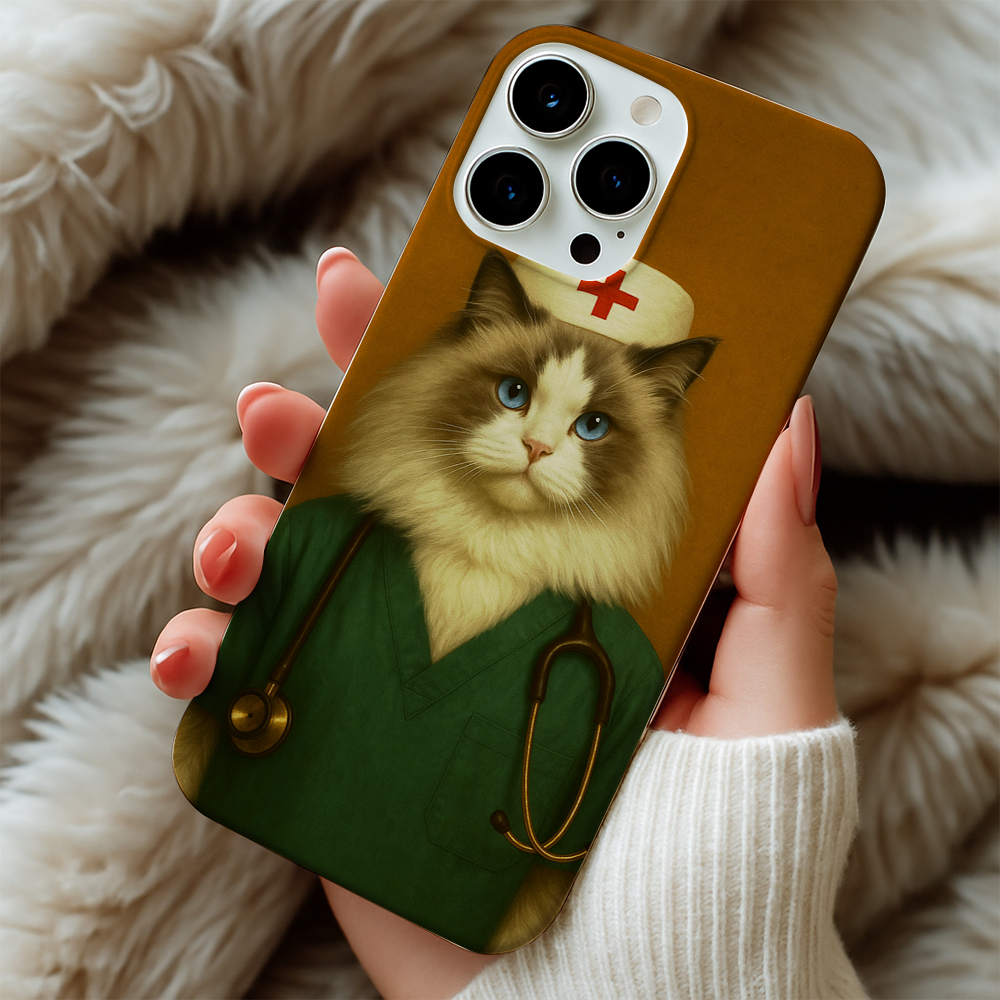 Custom Photo Nurse Cat Phone Case Gift For Cat Lovers