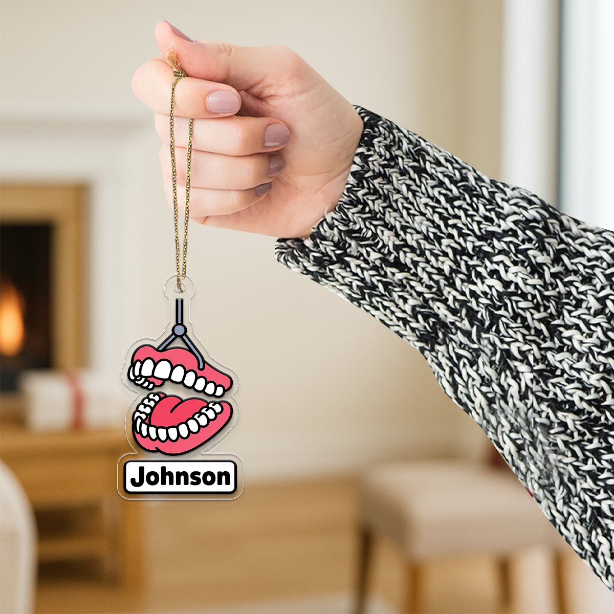 Personalized Open Mouth Dental Ornament, Custom Dentist Christmas Ornament, Orthodontic Braces Gift, Dental Ornament, Funny Tooth Decoration