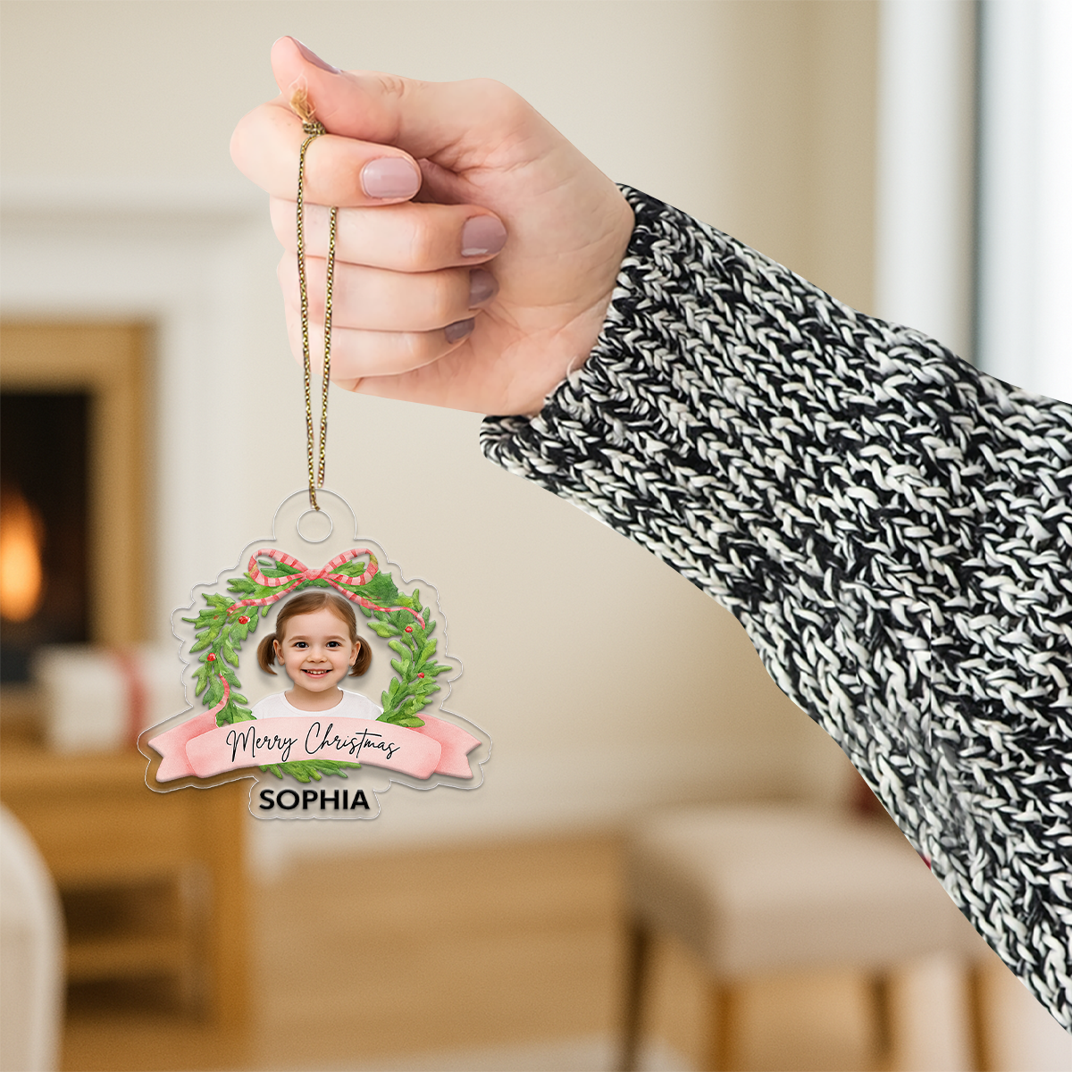 Custom Photo Baby Portrait Christmas Ornament, Personalized Baby First Christmas Ornament, Newborn Keepsake, Family Holiday Decoration Gift