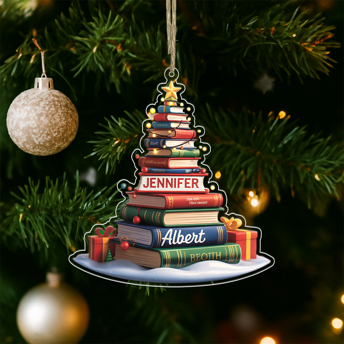 Custom Name Book Christmas Tree Acrylic Ornament Christmas Gift