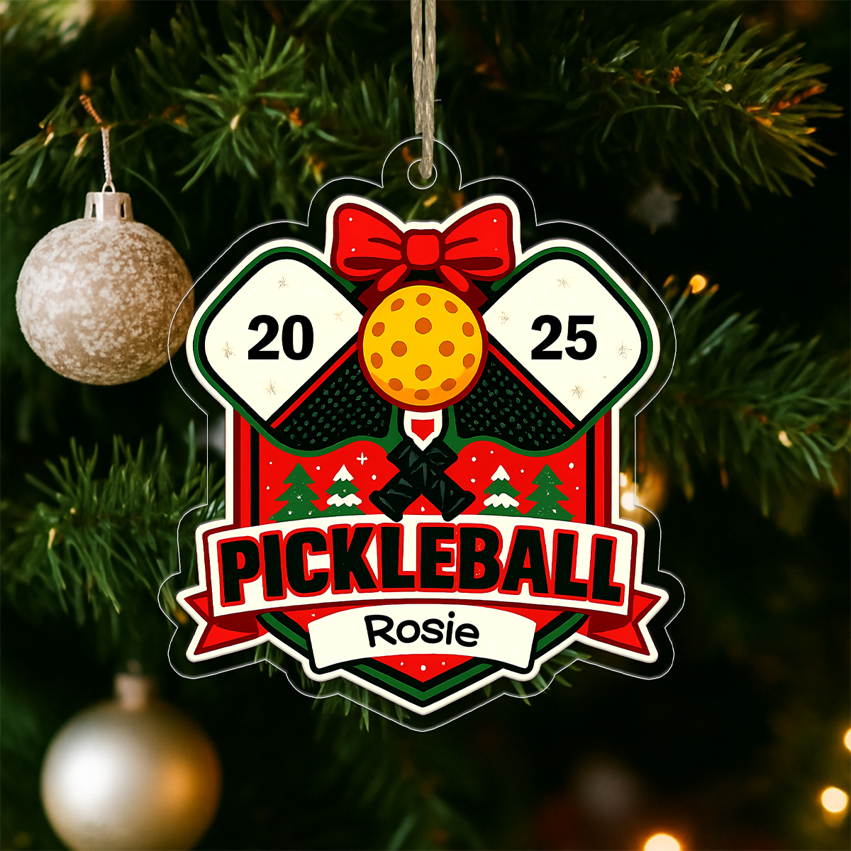 Custom Name Pickleball Player Xmas Acrylic Ornament Christmas Gift