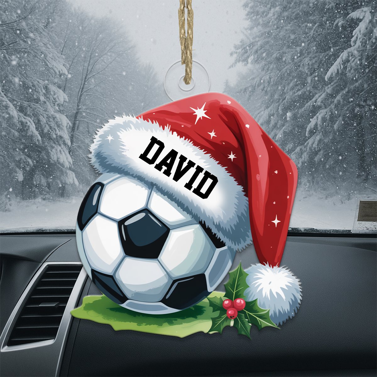 Custom Name Soccer Ball Christmas Acrylic Ornament Christmas Gift