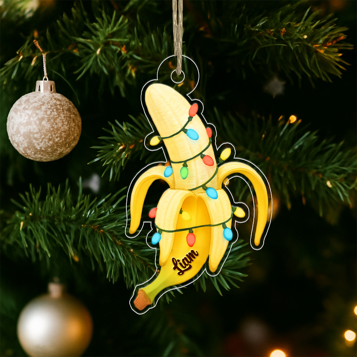 Custom Name Banana Xmas Acrylic Ornament Christmas Gift