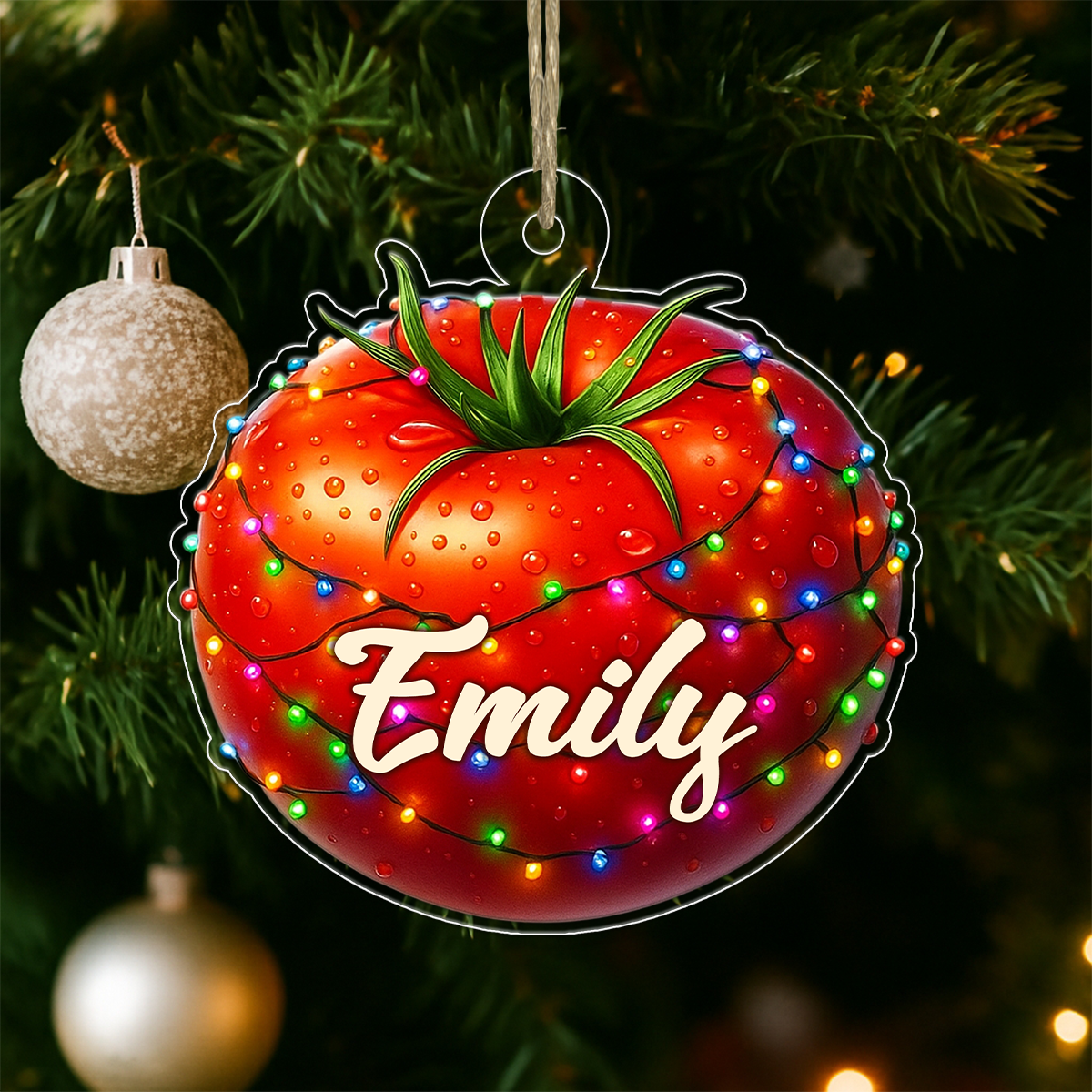 Custom Name Tomato Xmas Acrylic Ornament Christmas Gift