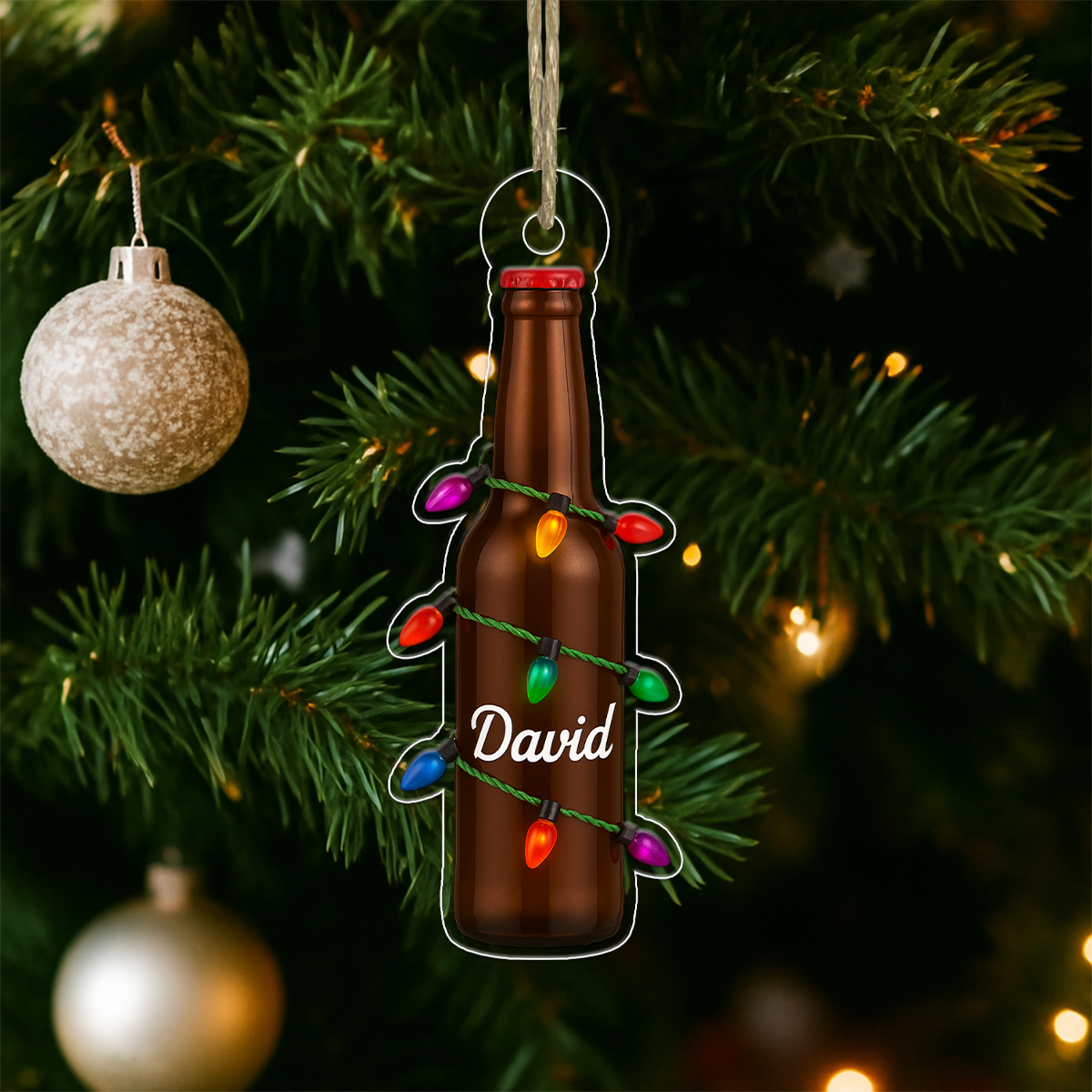 Custom Name Beer Christmas Acrylic Ornament Christmas Gift