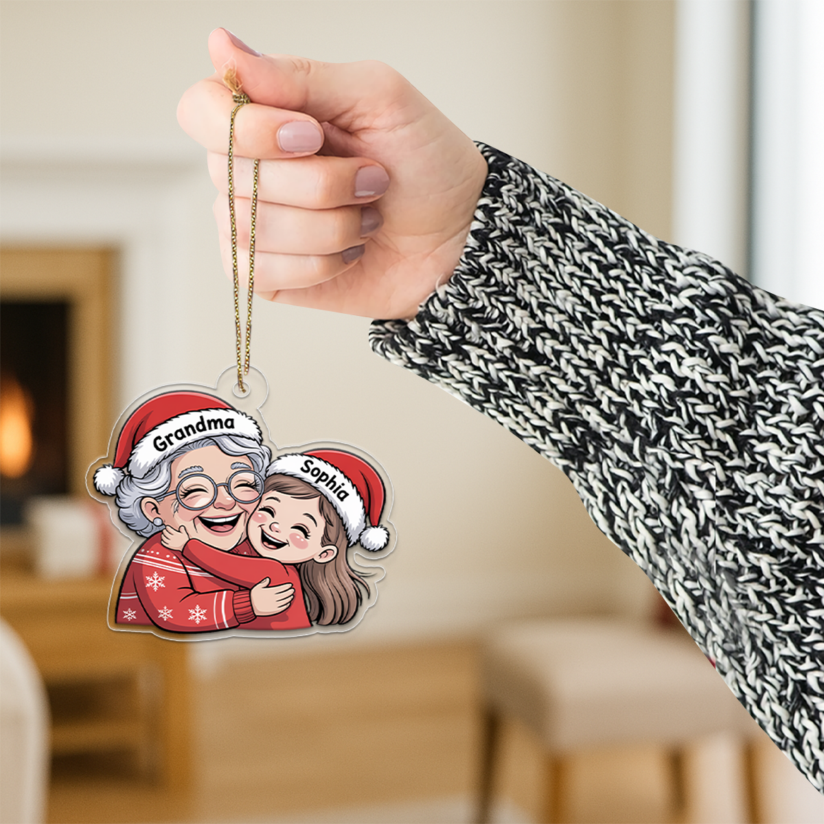 Personalized Grandma And Grandkid Christmas Ornament