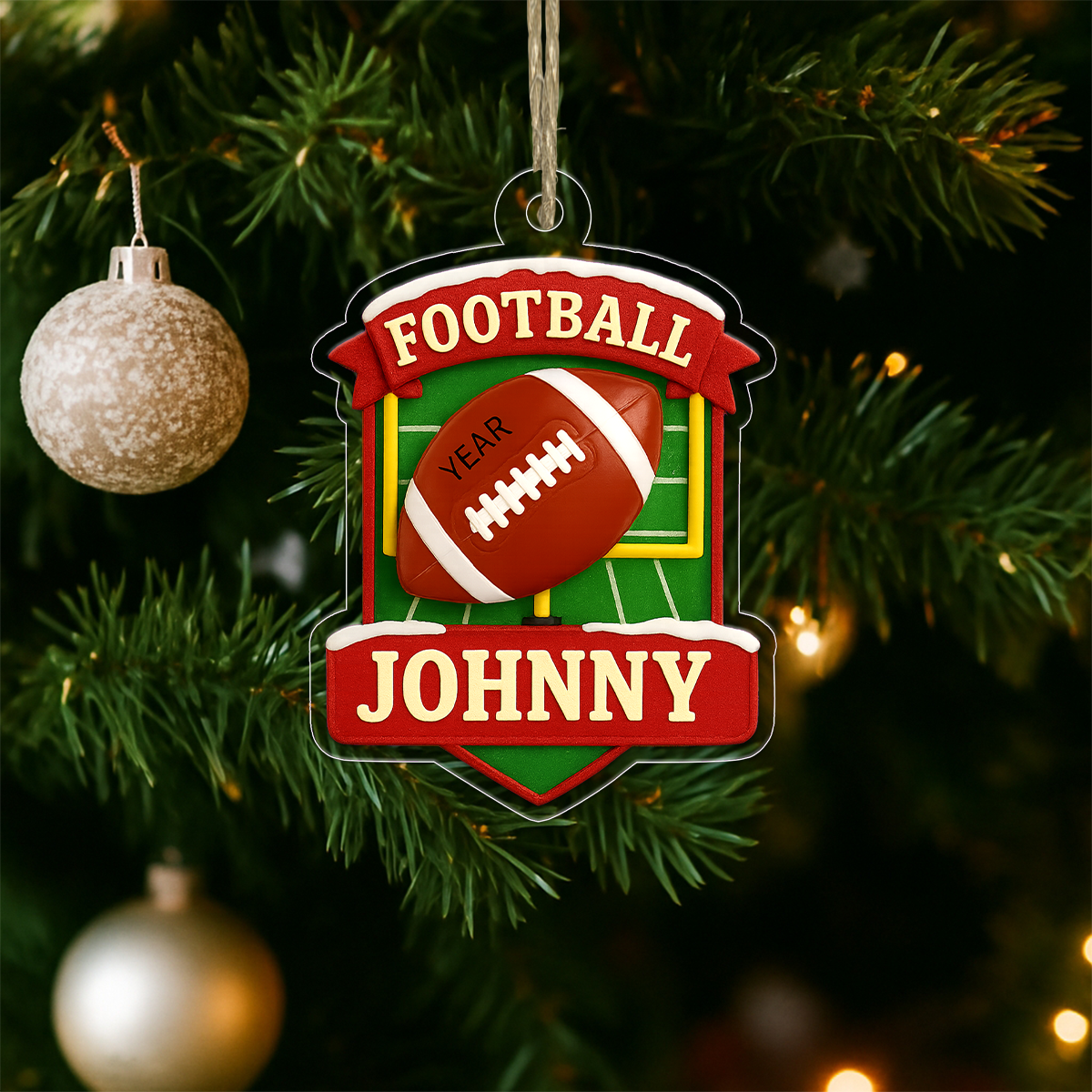 Custom Name Football 2025 Acrylic Ornament Christmas Gift