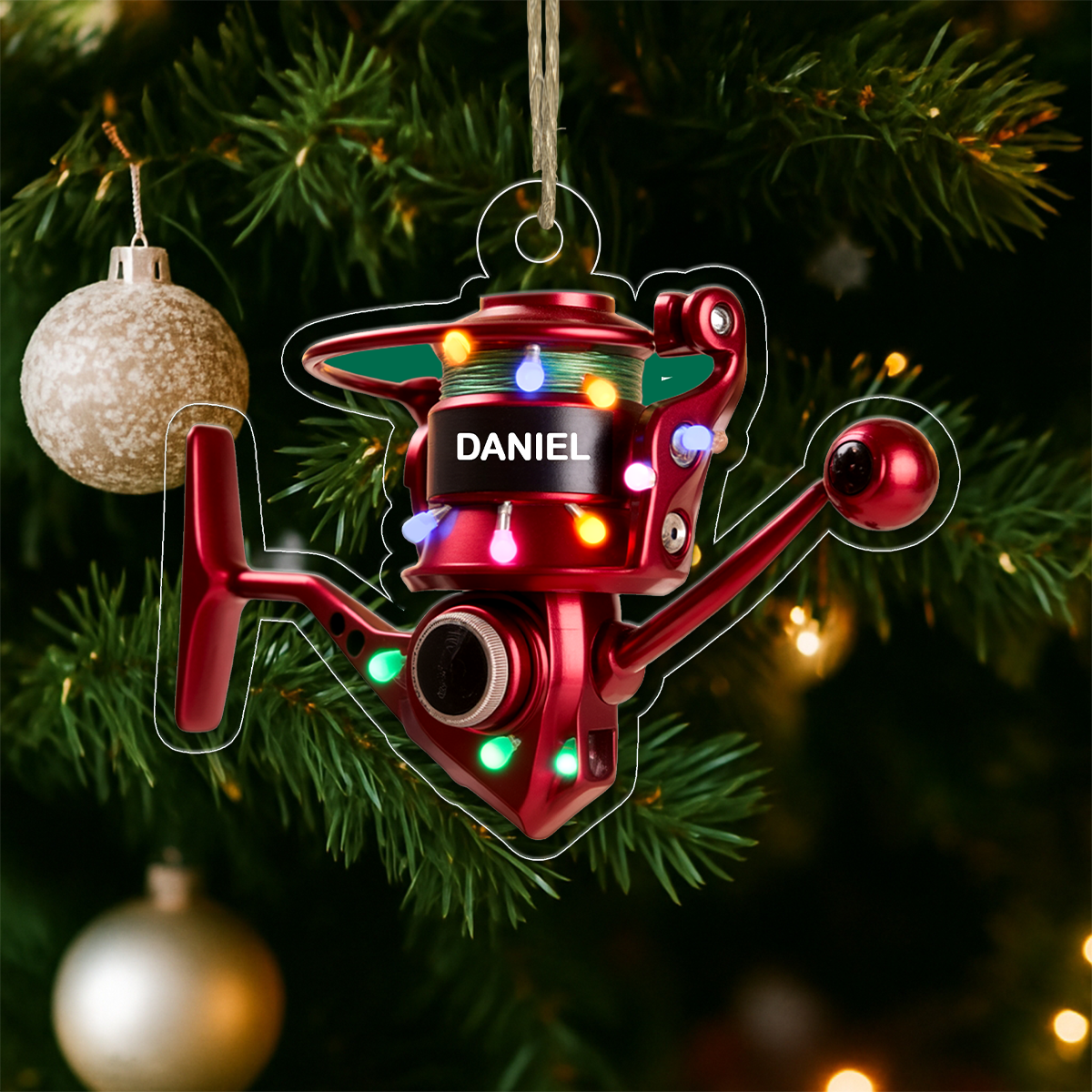 Custom Name Fishing Gear Acrylic Ornament Christmas Gift