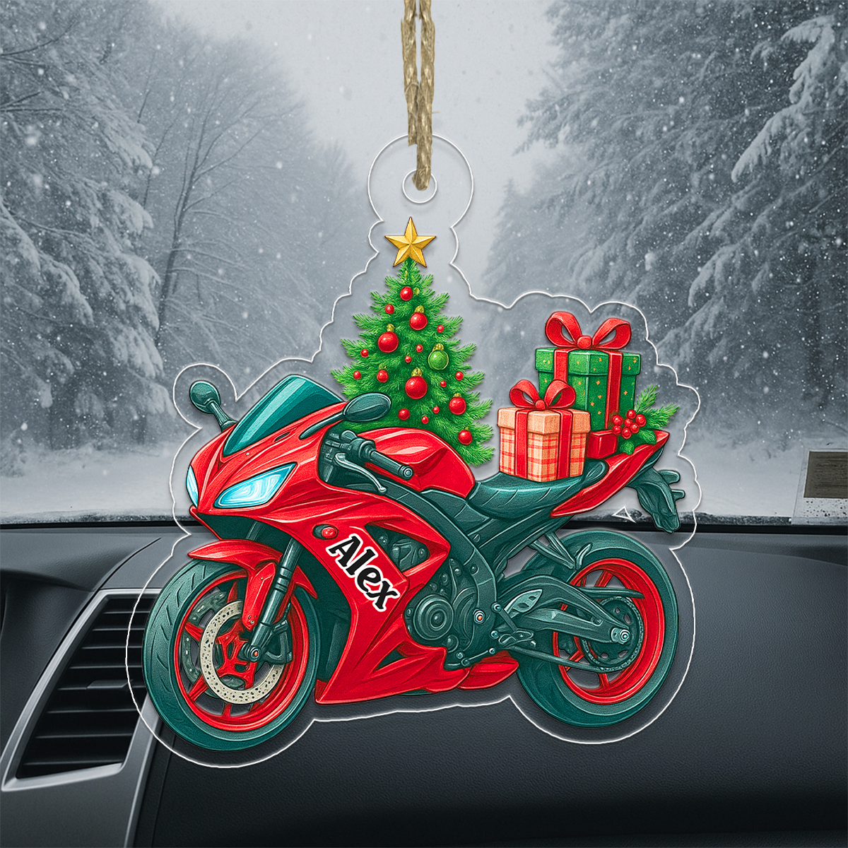 Custom Name Motorbike Xmas Tree