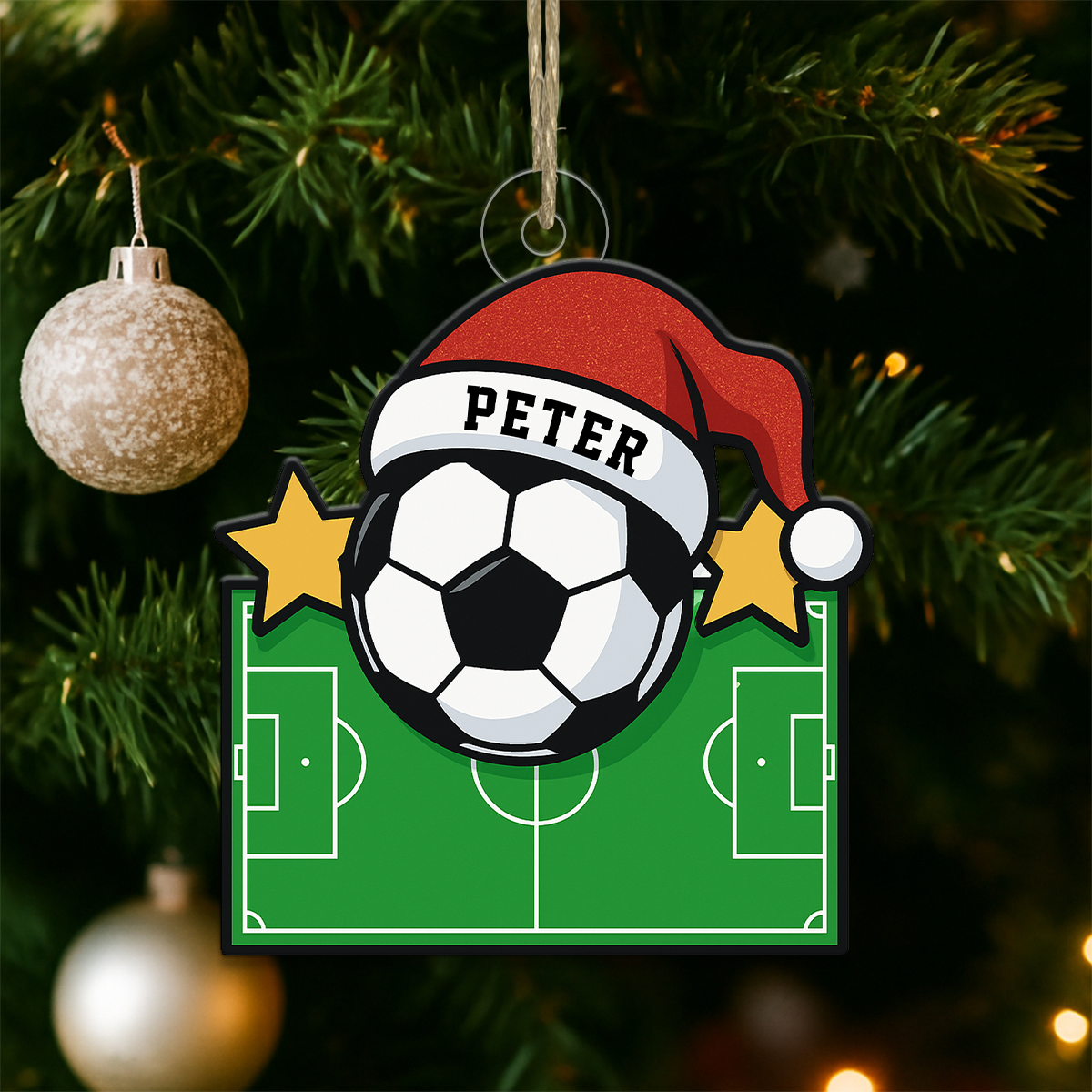 Custom Name Soccer Field Acrylic Ornament Christmas Gift