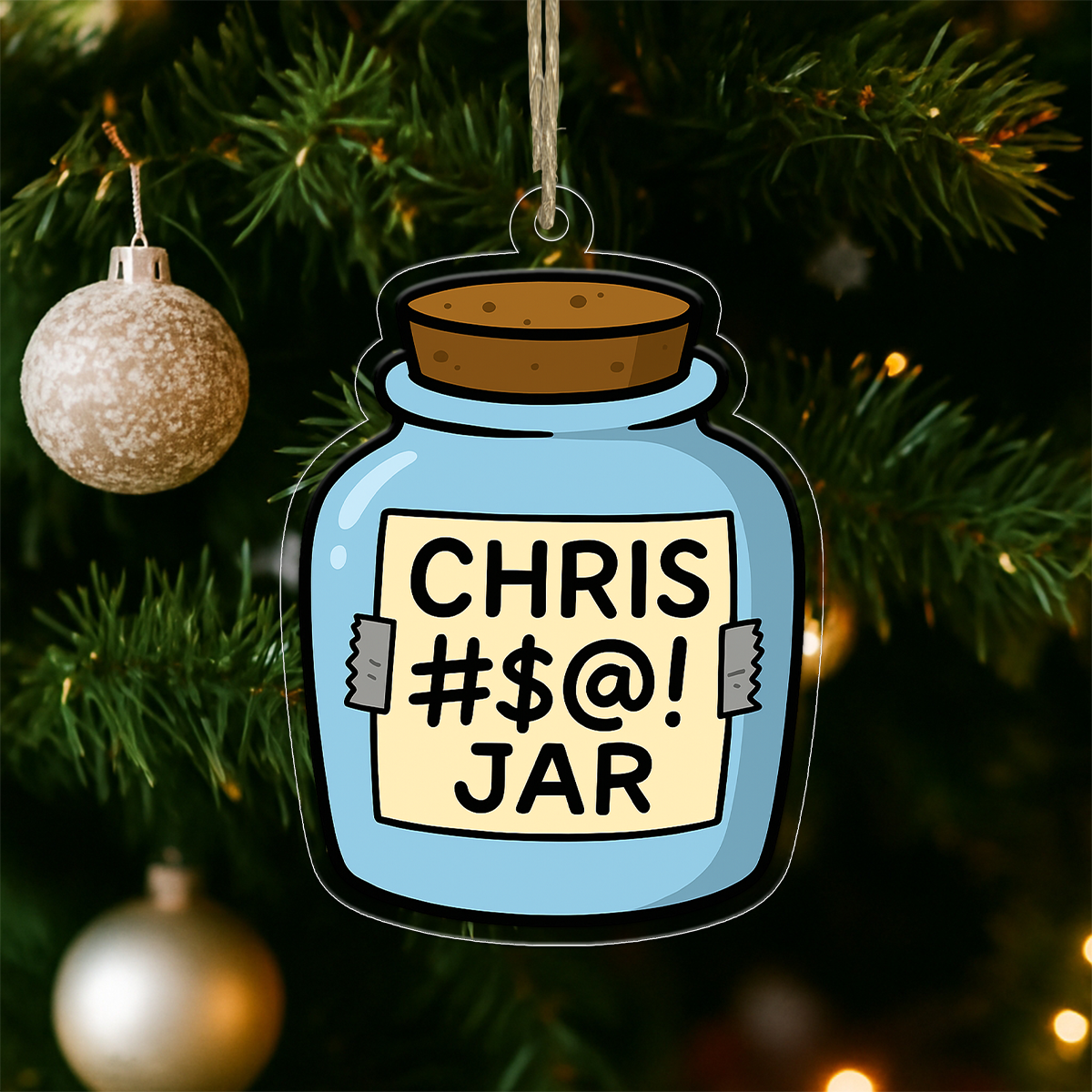 Personalized Funny Swear Jar Acrylic Ornament, Custom Money Jar Christmas Ornament, Adult Humor Gag Gift, Funny Decoration, Holiday Keepsake