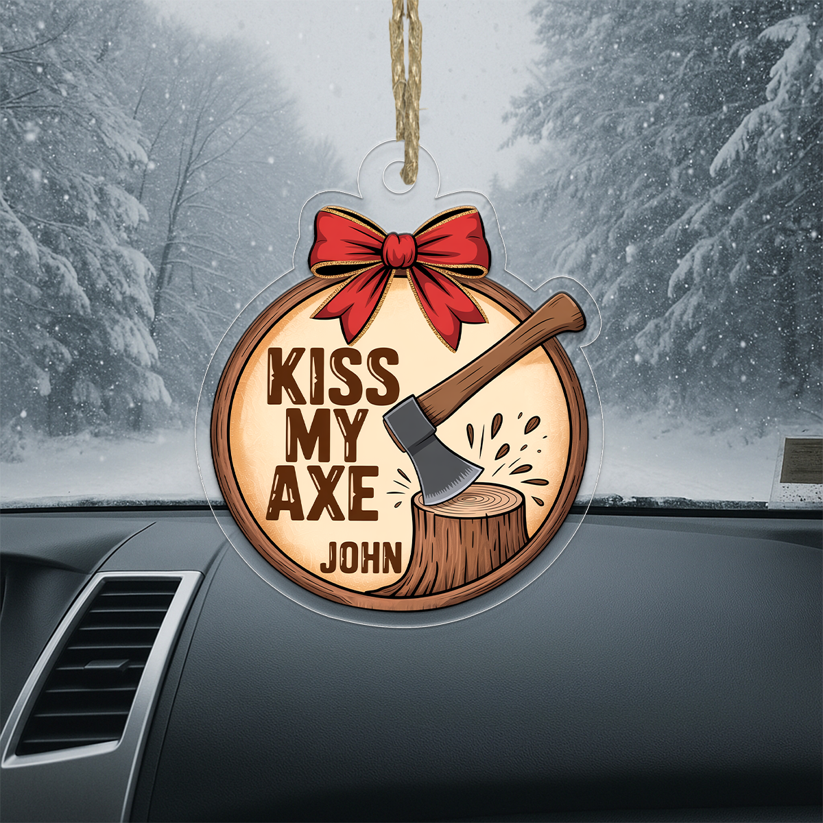 Personalized Kiss My Axe Adult Ornament, Funny Christmas Tree Decoration, Adult Ornament, Funny Ornament, Woodworker Holiday Ornament