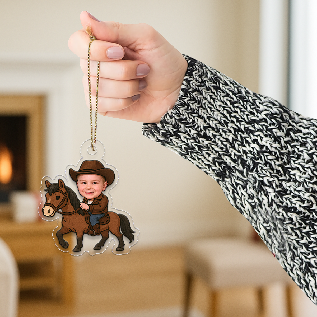 Custom Photo Riding Horse Ornament, Personalized Equestrian Christmas Ornament, Horse Lover Gift, Country Lifestyle Holiday Keepsake