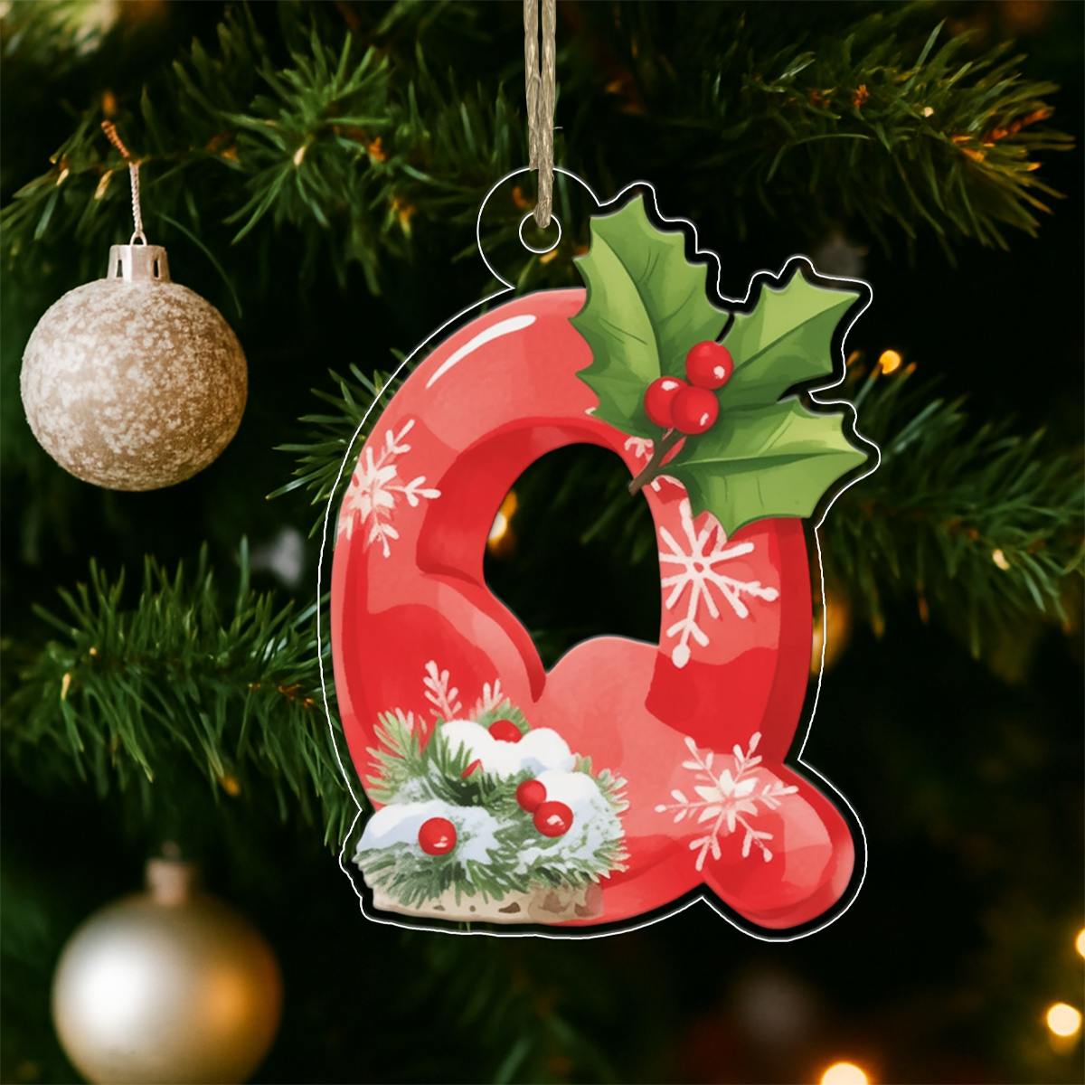 Ornament Christmas Initial Letter Q Acrylic Ornament Christmas Gift