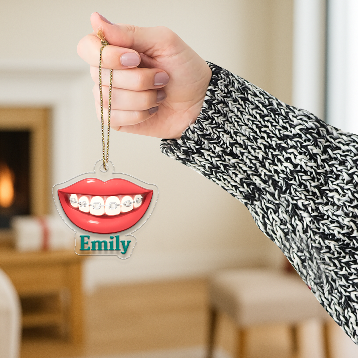 Personalized Smile Orthodontic Ornament, Custom Dentist Christmas Ornament, Braces Gift, Dental Hygienist Ornament, Funny Tooth Decoration