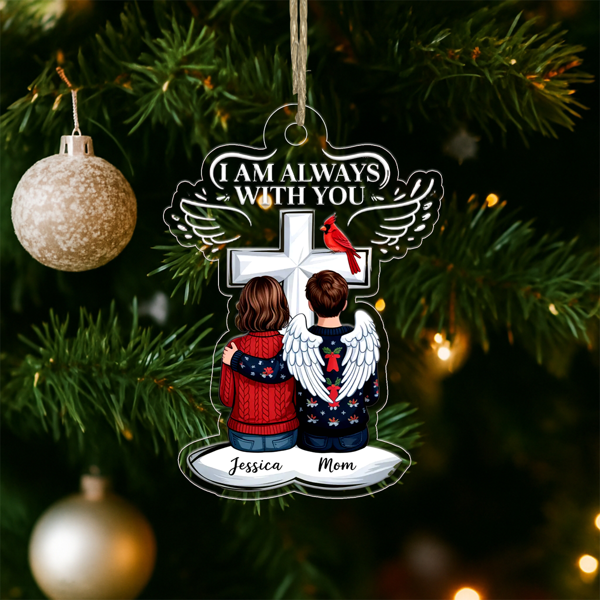Always With You Family Memorial Keepsake Personalized Acrylic Ornament Christmas Gift