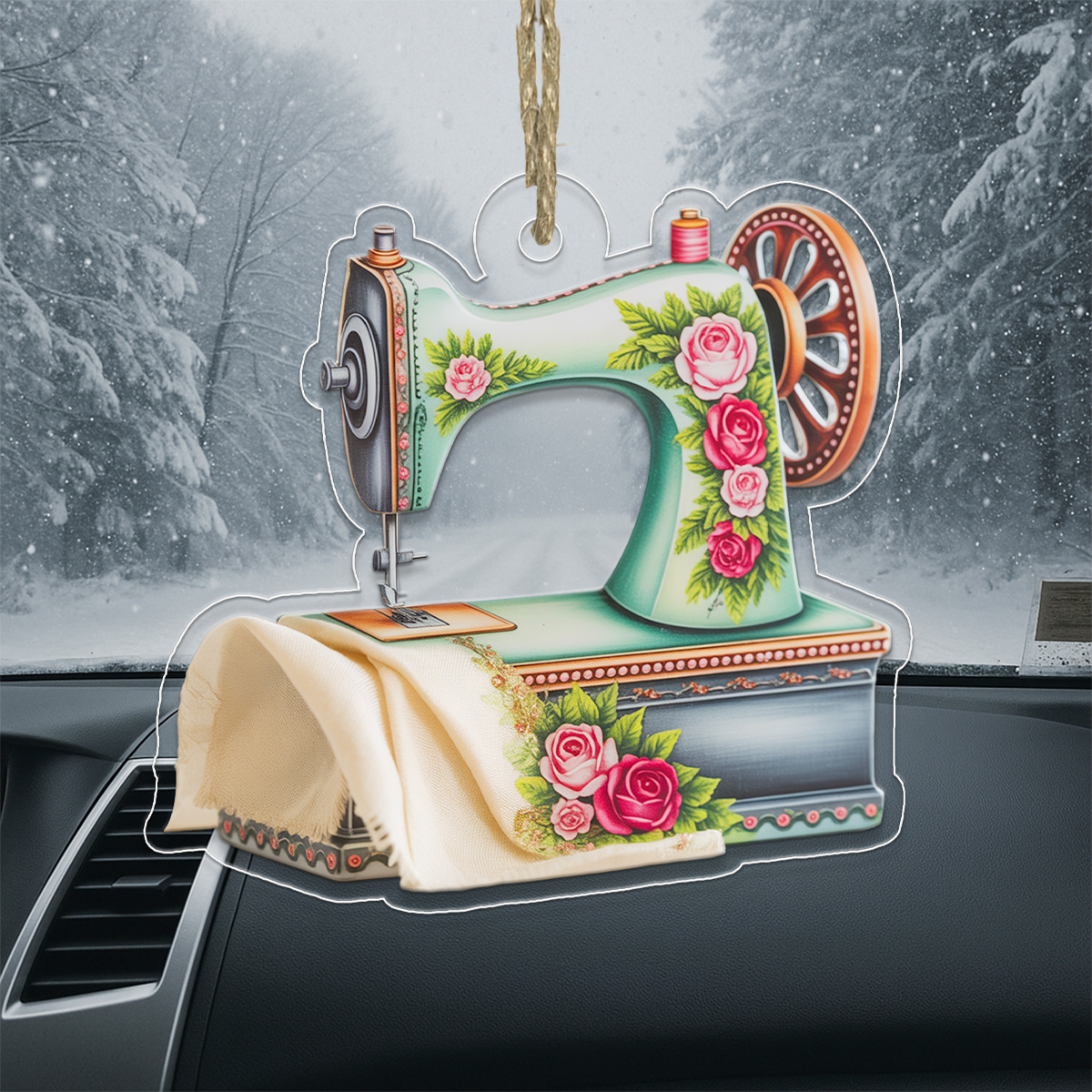 Shiny Sewing Machine Personalized Acrylic Christmas Ornament