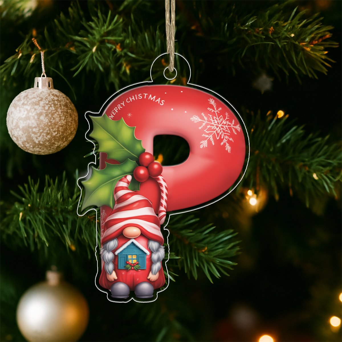 Ornament Christmas Initial Letter P Acrylic Ornament Christmas Gift
