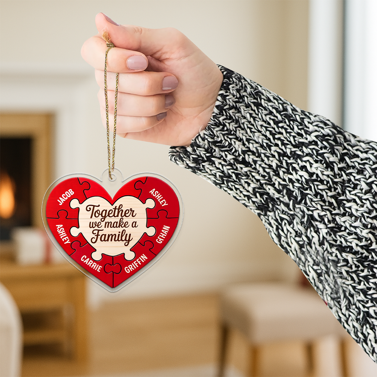 Personalized Together We Make A Family Heart Ornament, Custom Family Christmas Ornament, Parents Gift, Love Keepsake Holiday Decoration