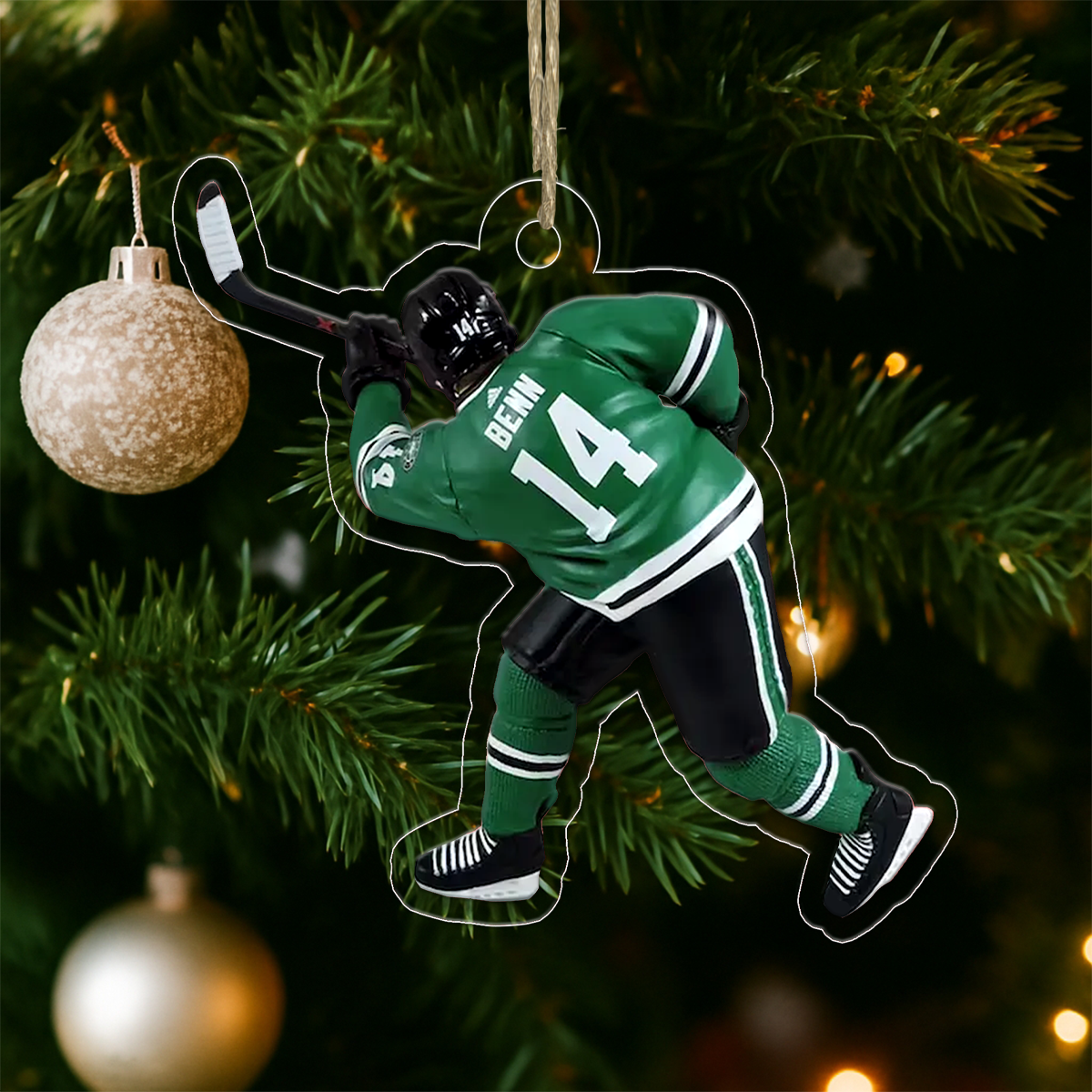 Custom Photo Hockey Player Acrylic Ornament Christmas Gift