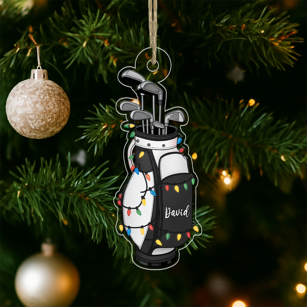 Custom Name Golf Backpacks Christmas Acrylic Ornament Christmas Gift