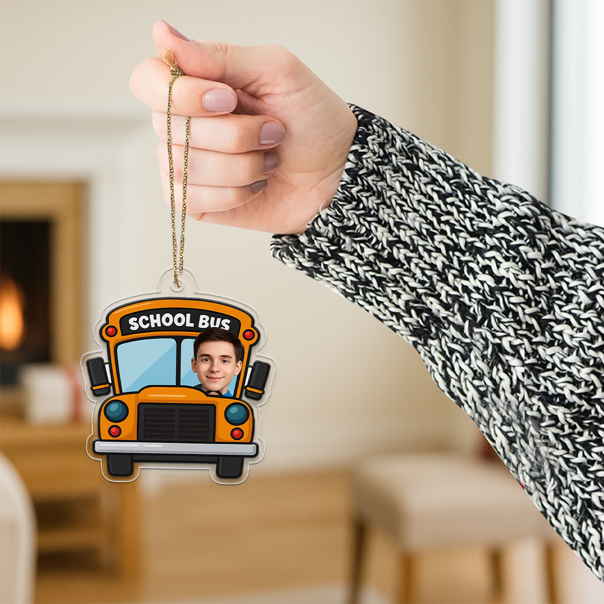 Custom Photo Drive School Bus Ornament, Personalized Bus Driver Christmas Ornament, Yellow Bus Ornament, Holiday Keepsake