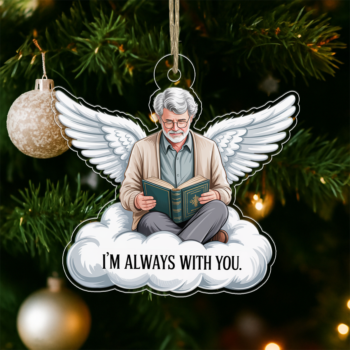 Custom Photo Angel On The Cloud Acrylic Ornament Christmas Gift