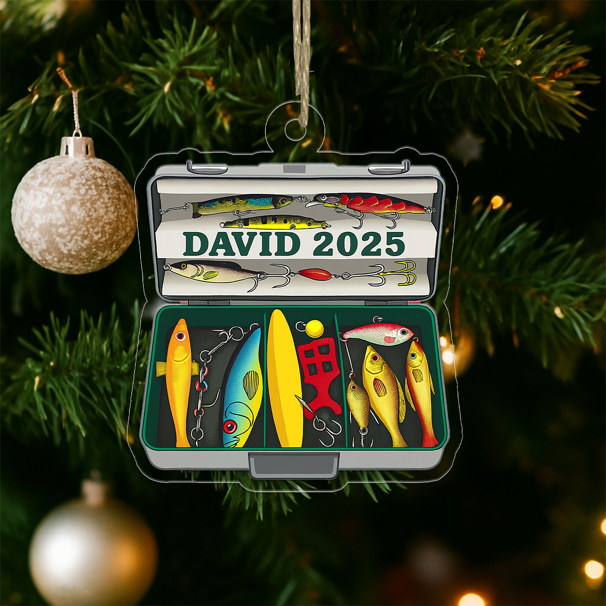 Custom Name Fishing Lover Acrylic Ornament Christmas Gift