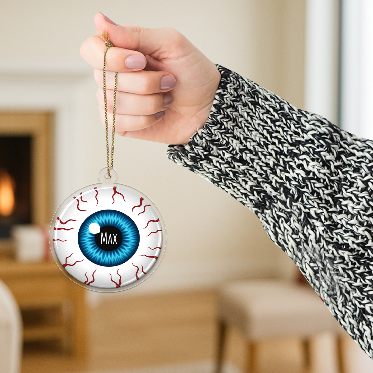 Personalized Veins Eyes Ornament, Custom Creepy Eye Christmas Ornament, Funny Horror Ornament, Unique Gag Gift