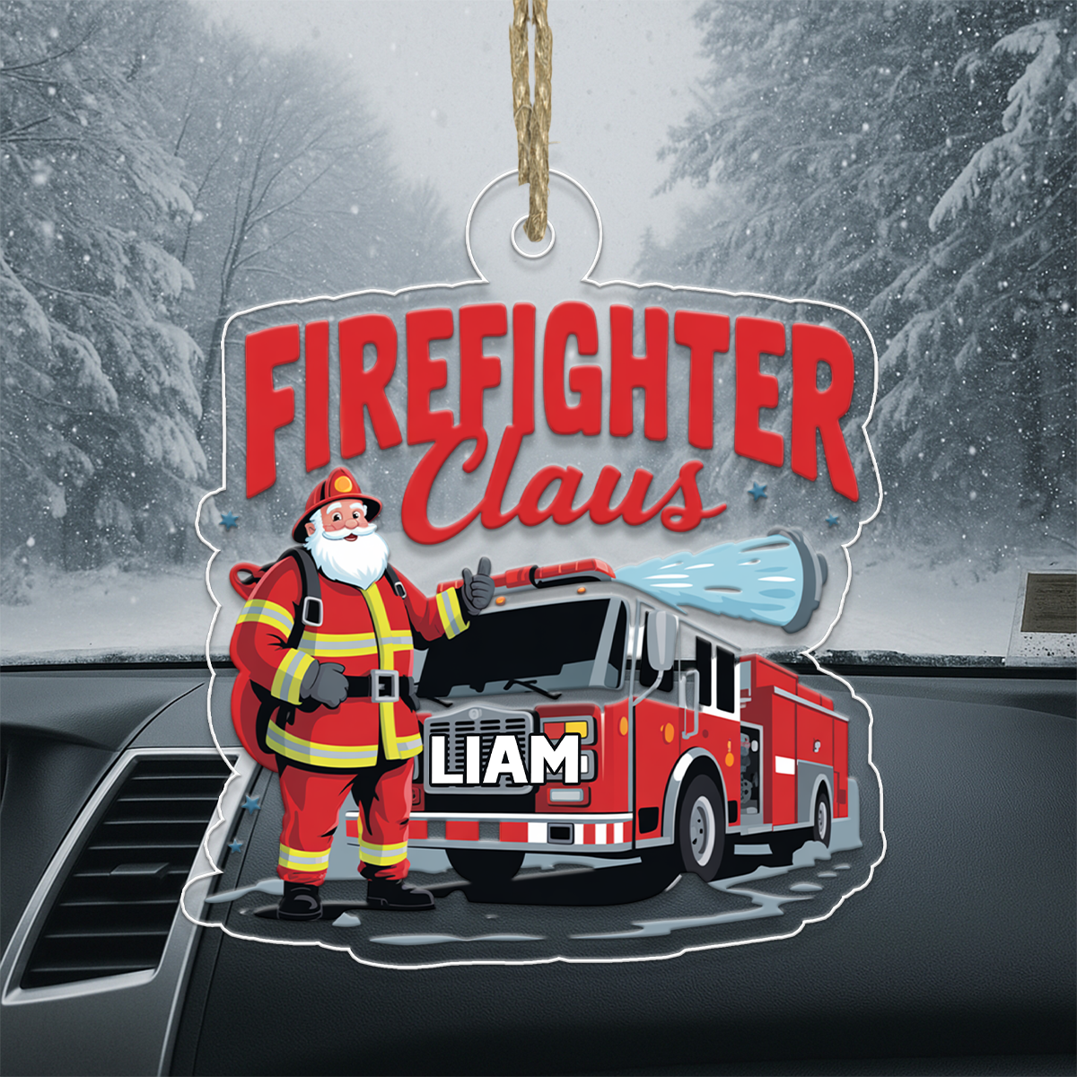 Custom Name Firefighter Claus