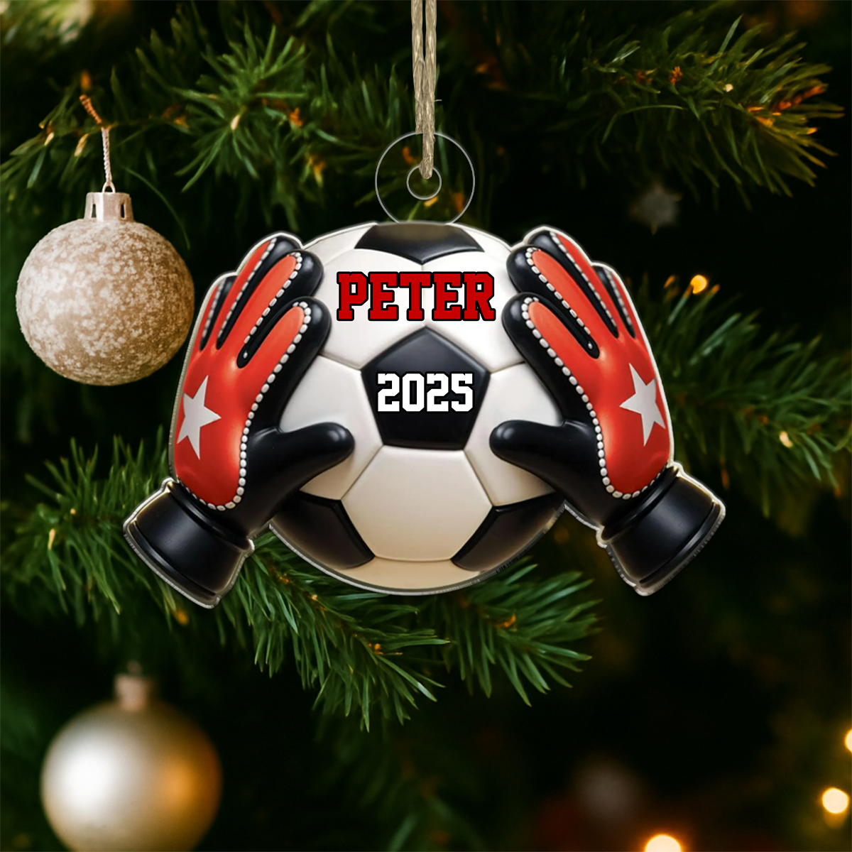 Custom Name Goalkeeper Soccer Acrylic Ornament Christmas Gift