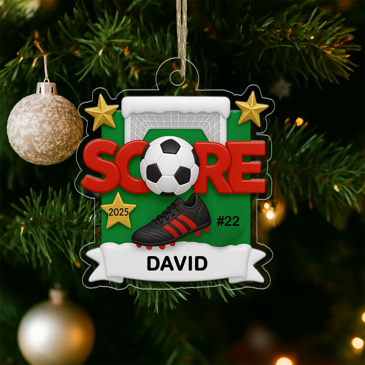 Custom Name Soccer Player 2025 Acrylic Ornament Christmas Gift