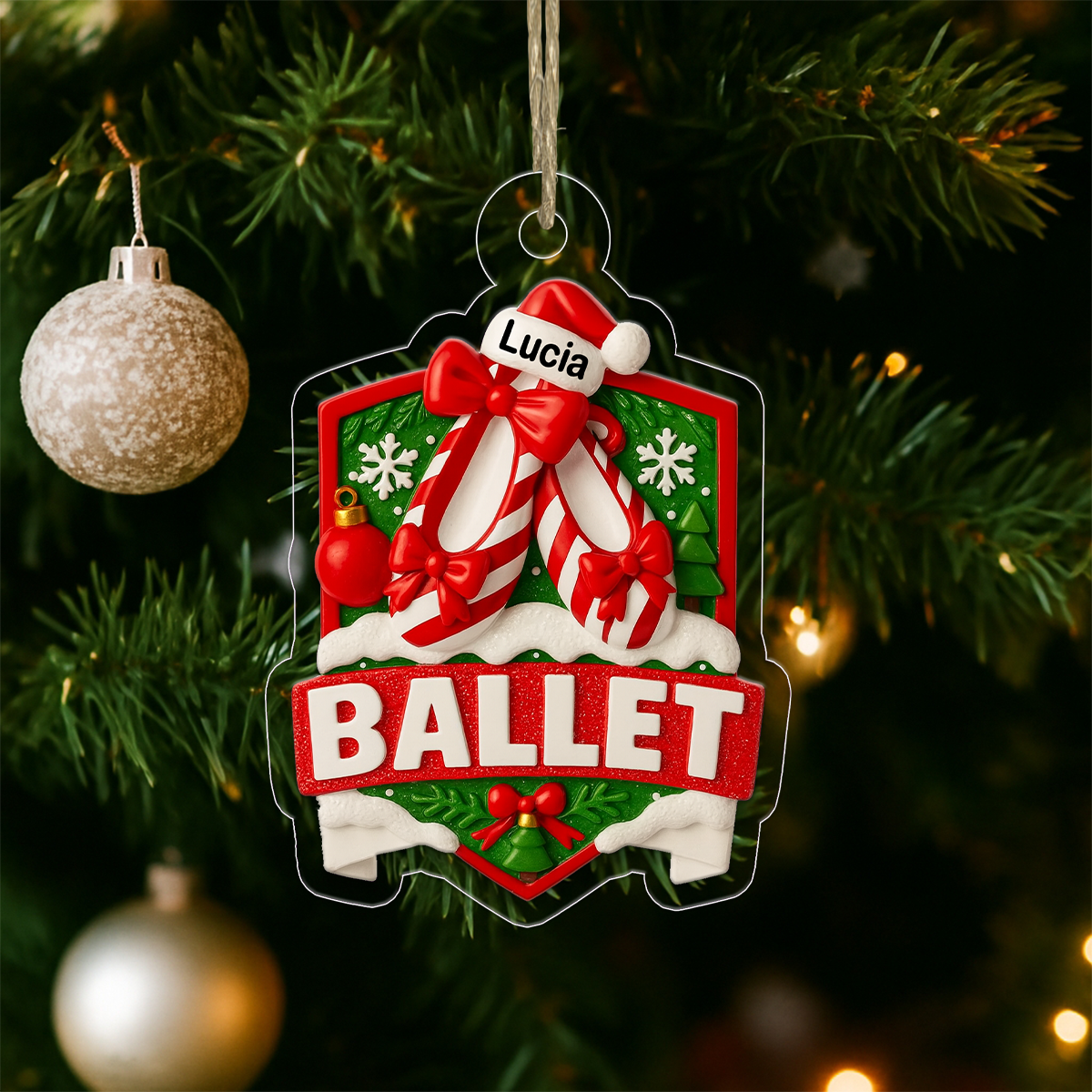 Custom Name Ballet Shoes Acrylic Ornament Christmas Gift