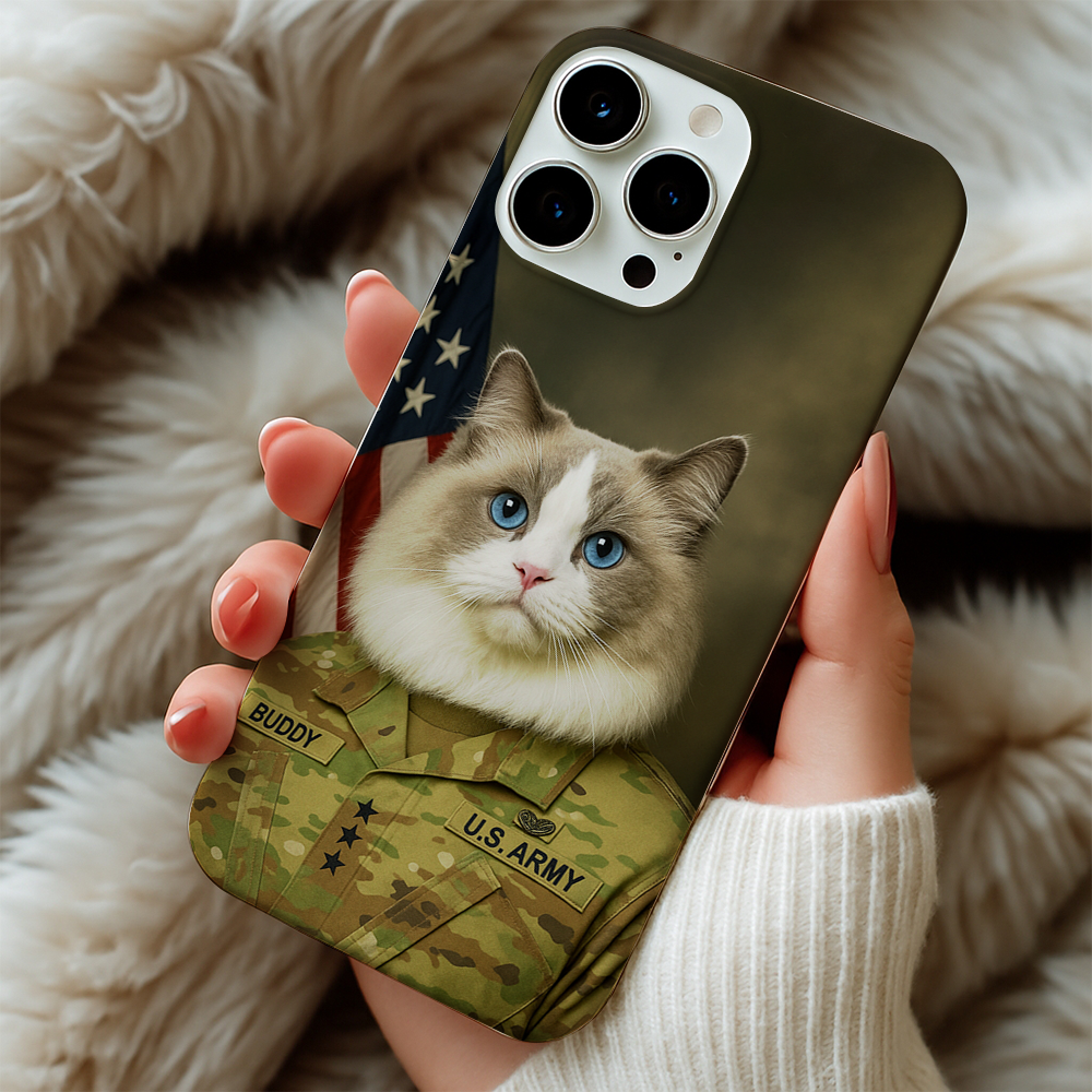 Custom Dog Photo Us Army Phone Case _ Gift For Dog Lovers