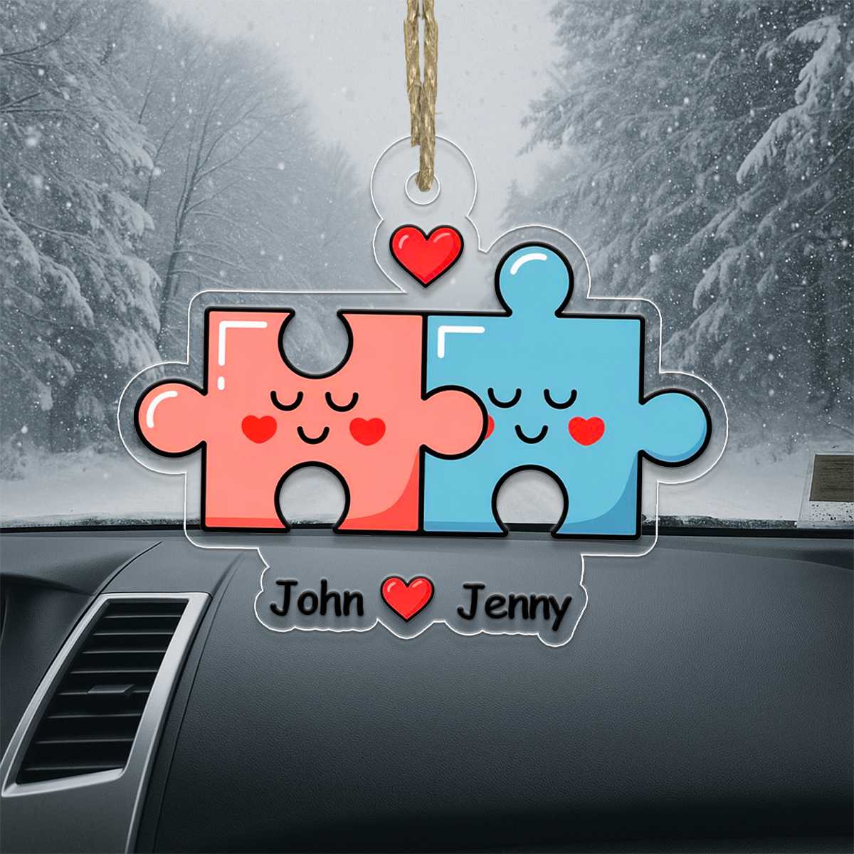 Personalized You Complete Me Puzzle Ornament, Custom Couple Christmas Ornament, Romantic Love Gift, Engagement Wedding Anniversary Keepsake