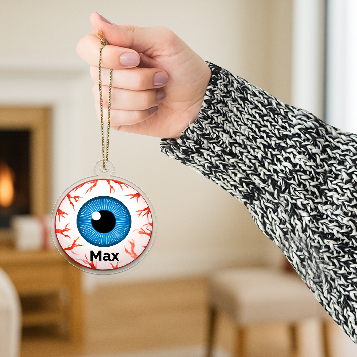 Personalized Veins Eyes Acrylic Ornament, Custom Creepy Eye Christmas Ornament, Funny Horror Ornament, Unique Gag Gift