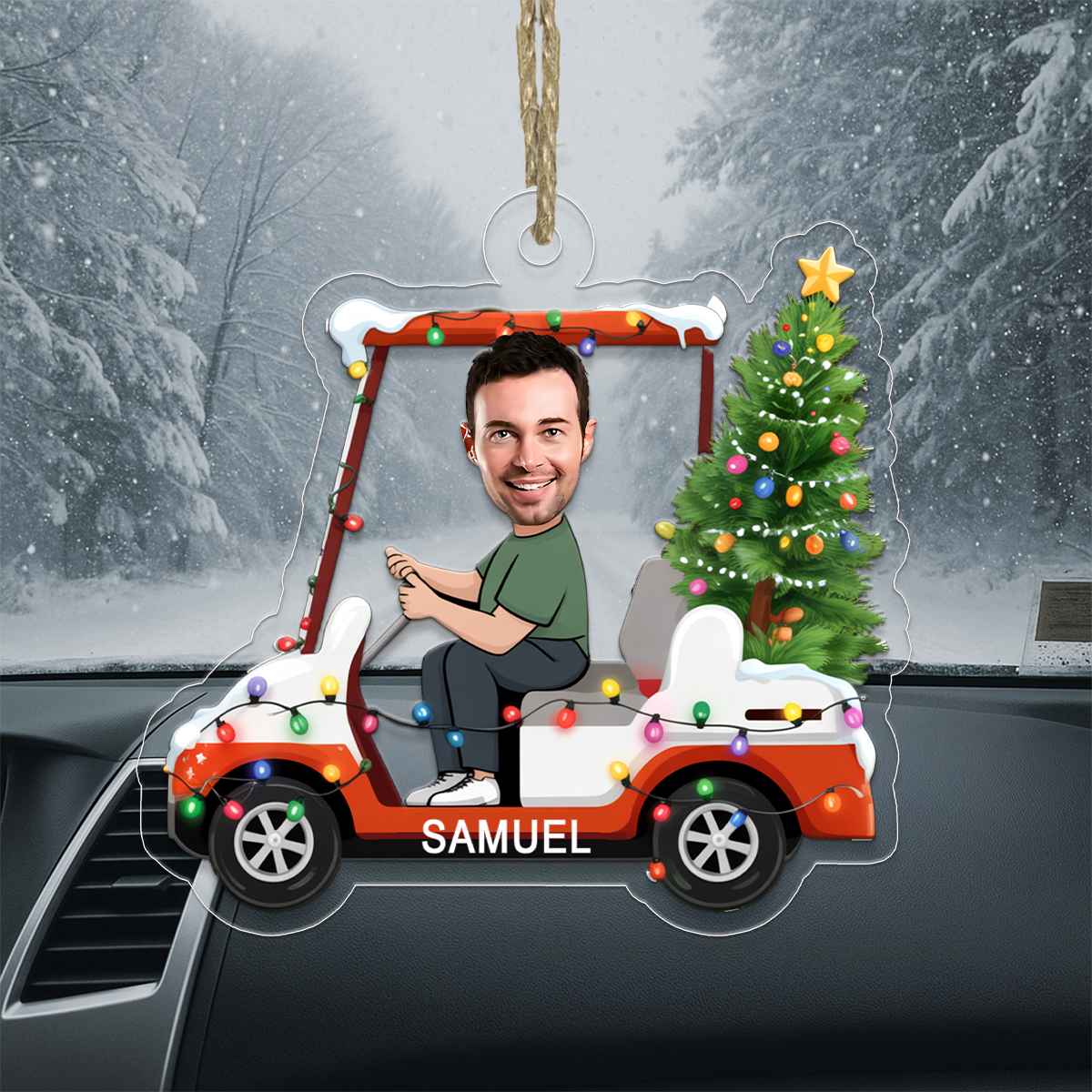 Custom Photo Golf Cart Xmas
