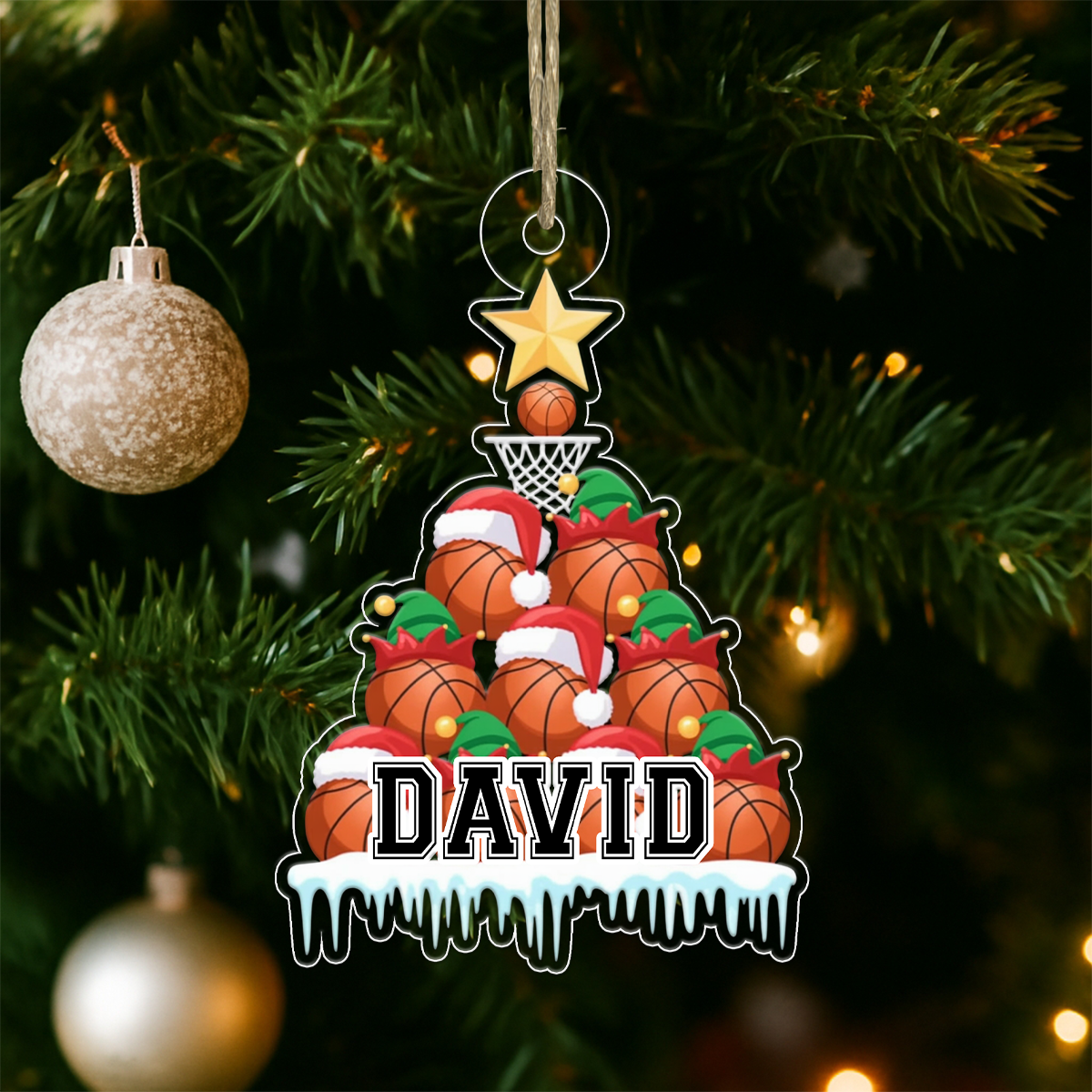 Custom Name Basketball Christmas Tree Acrylic Ornament Christmas Gift