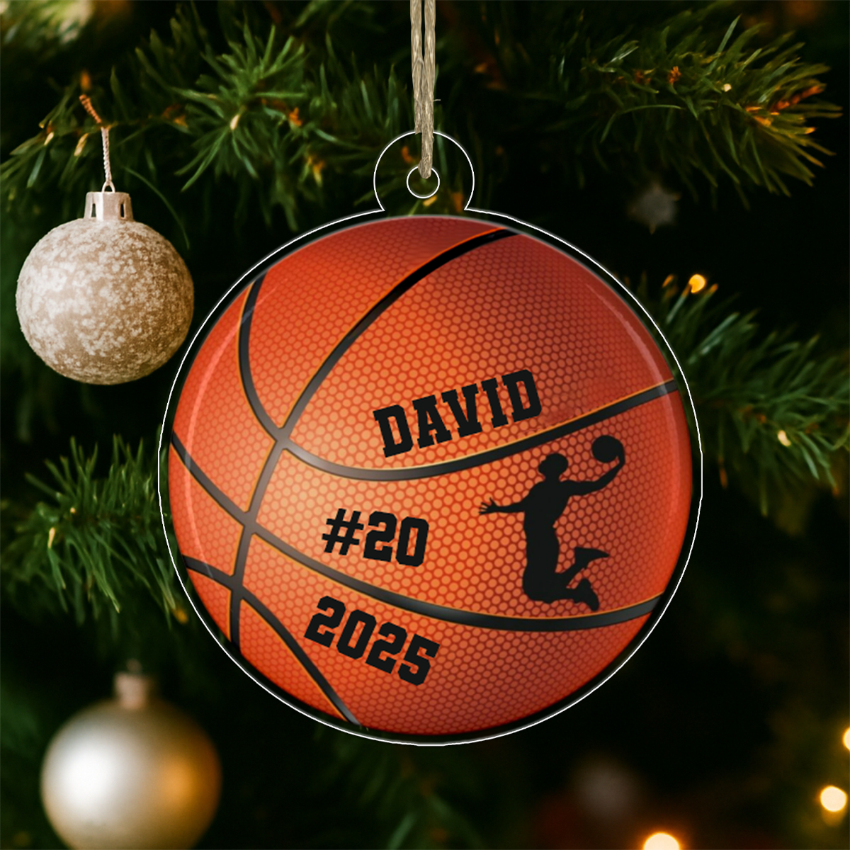 Custom Name And Number Basketball Player Team Acrylic Ornament Christmas Gift